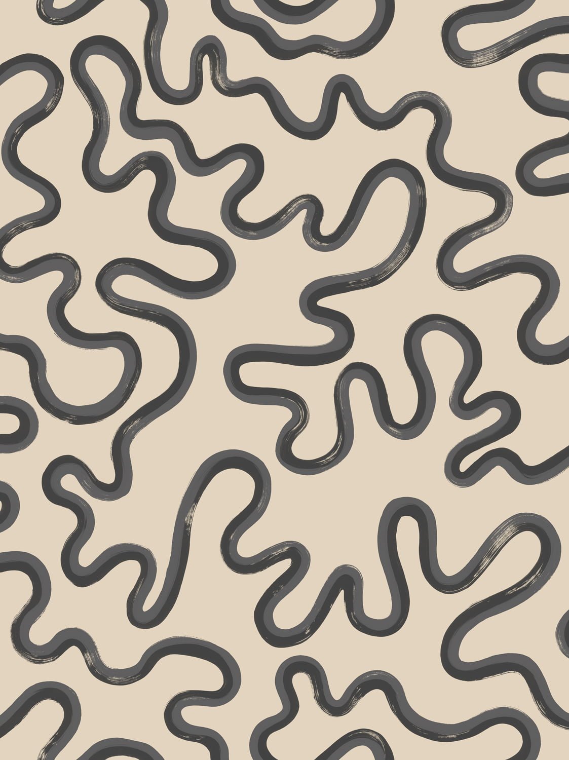 Cole & Son Rainforest Squiggle - Charcoal & Soot on Cream