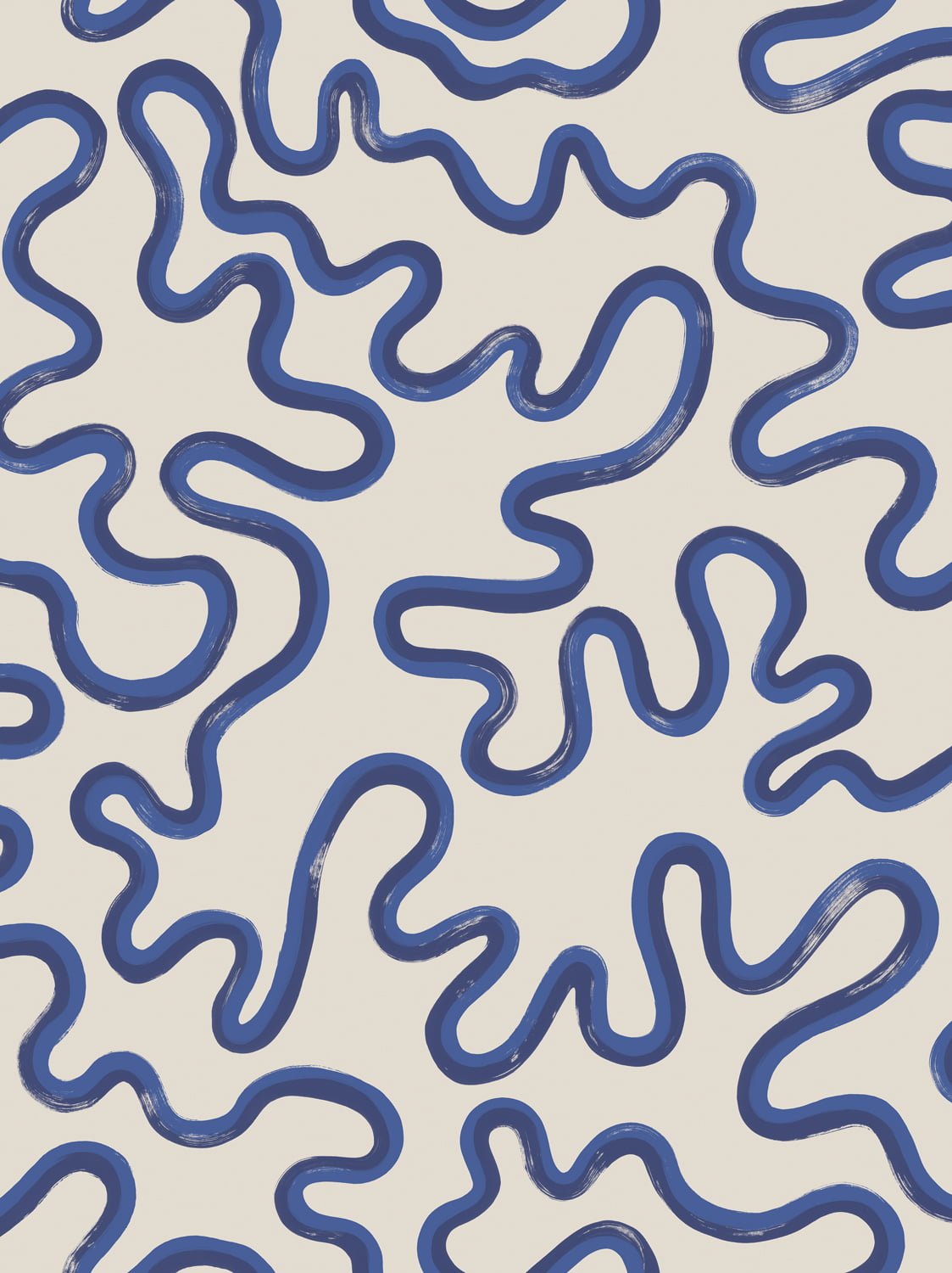 Cole & Son Rainforest Squiggle - Navy & Cerulean on Stone