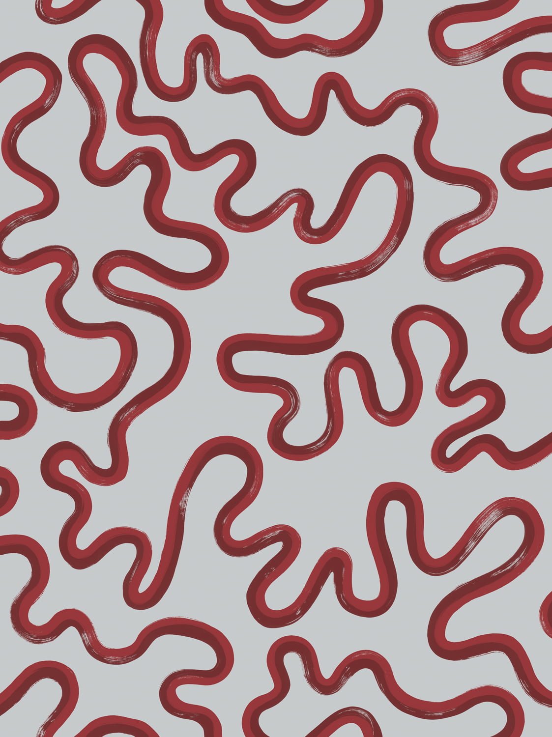 Cole & Son Rainforest Squiggle - Rouge & Burgundy on Soft Blue
