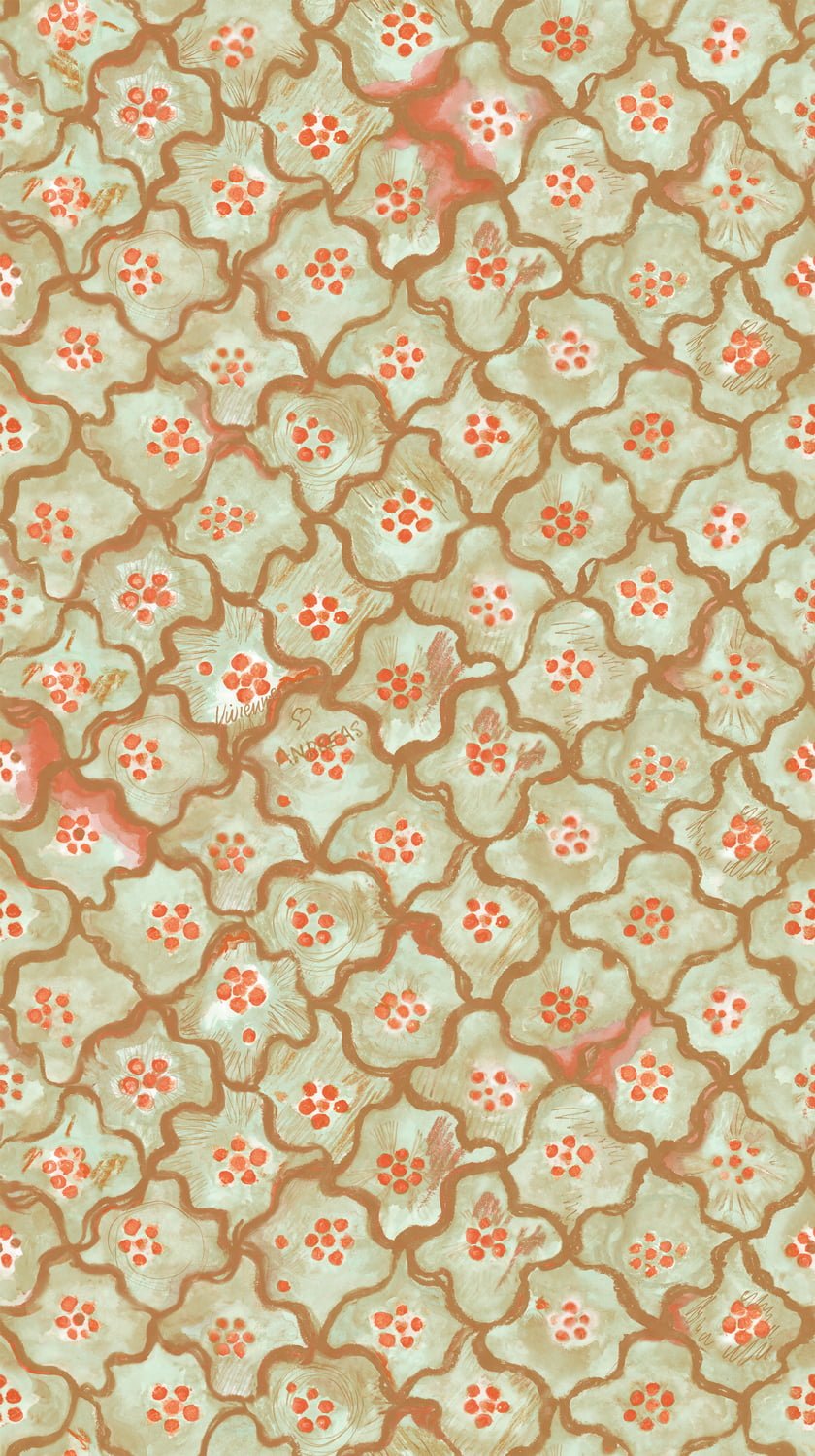 Cole & Son Vivienne Love Andreas - Mint & Tangerine