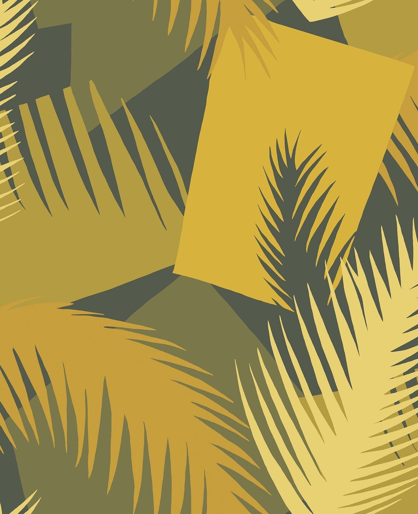 Cole & Son Deco Palm wallpaper - Chartreuse on Charcoal