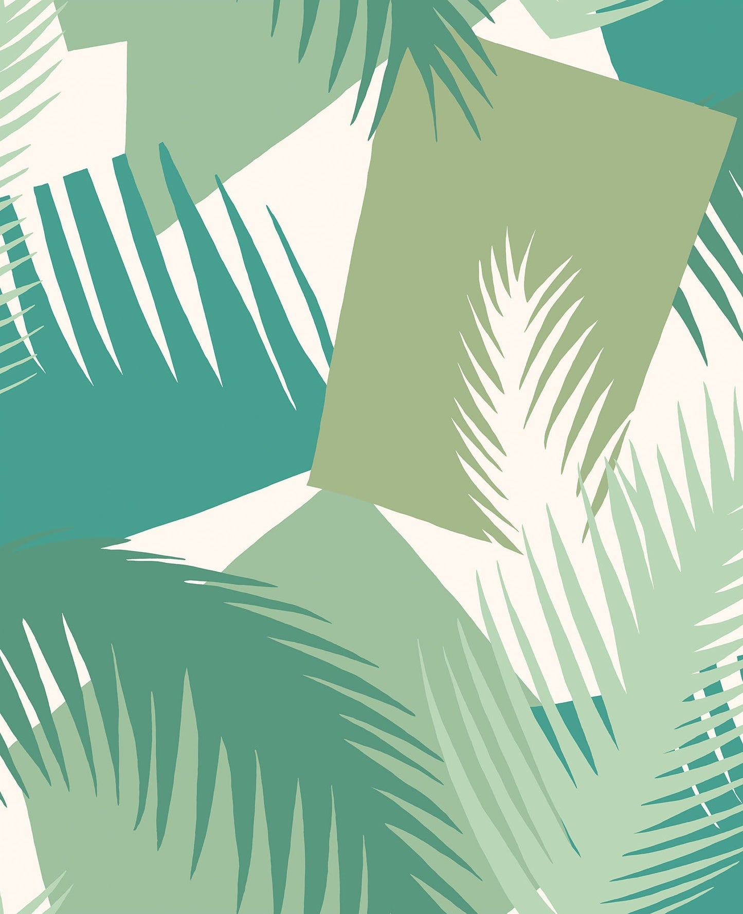 Cole & Son Deco Palm - Leaf Greens on Cream
