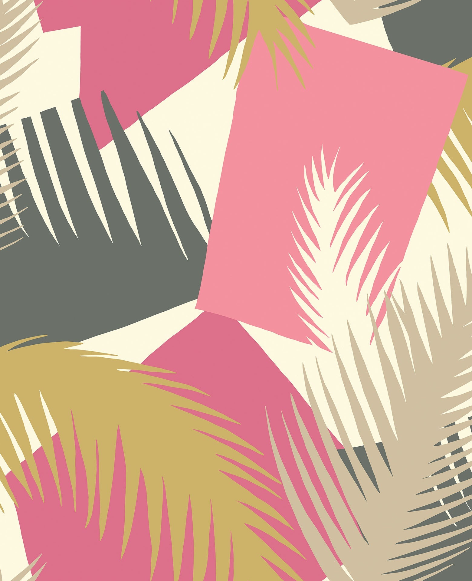 Cole & Son Deco Palm - Fuchsia, Magenta, Gold & Charcoal on Cream