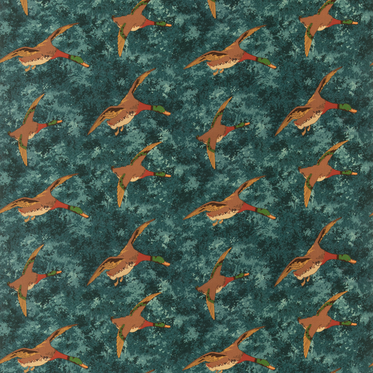 Mulberry Home | Forest Ducks Velvet fabric - Teal