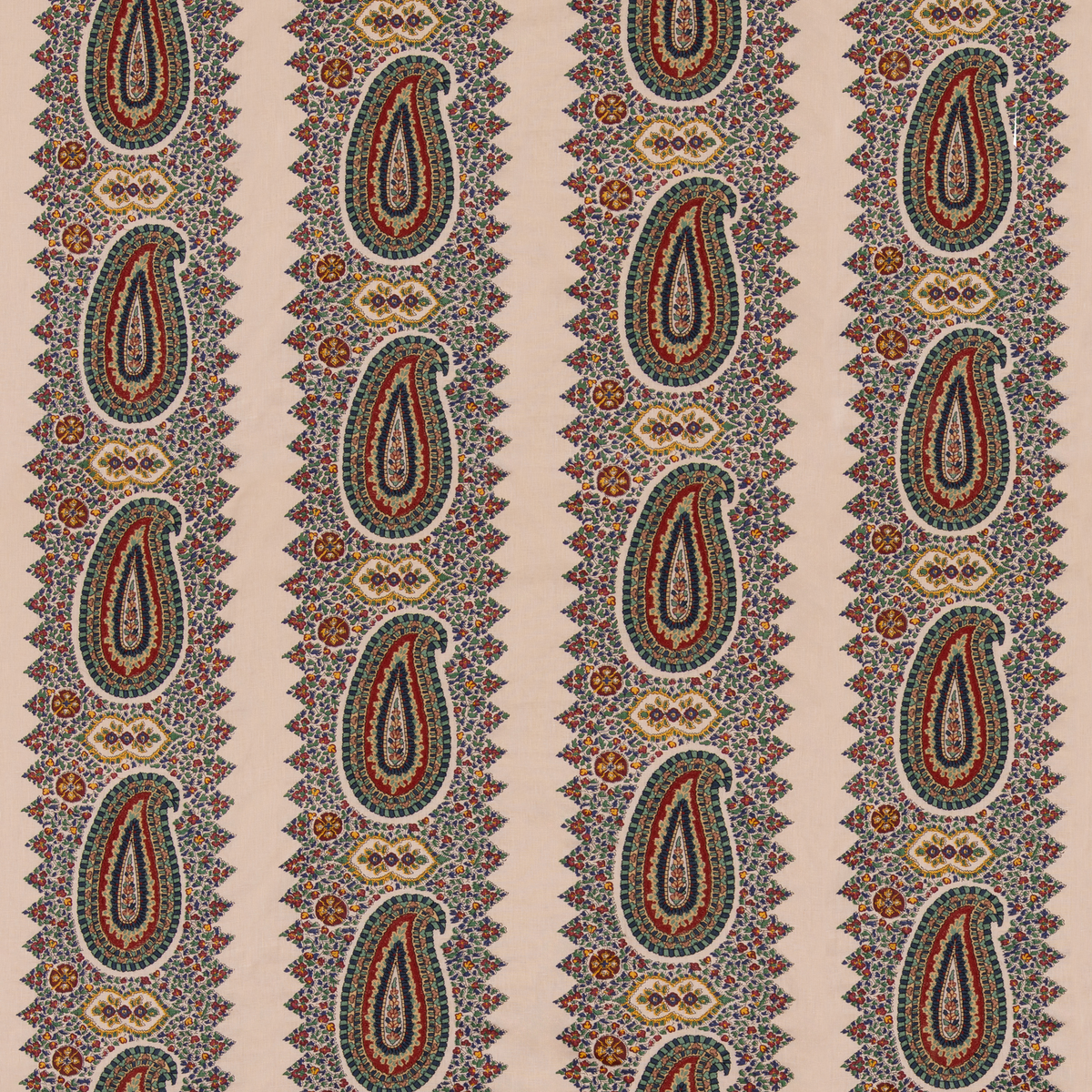 Mulberry Home | Paisley Stripe fabric - Indigo/Red