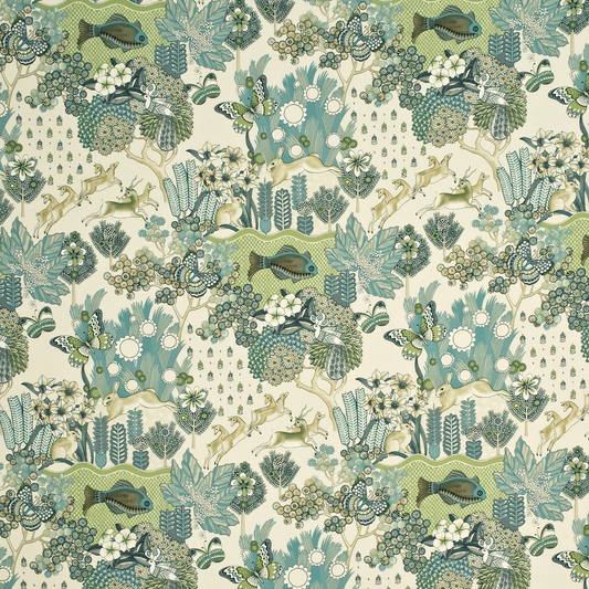Mulberry Home | Glendale fabric - Teal/Leaf