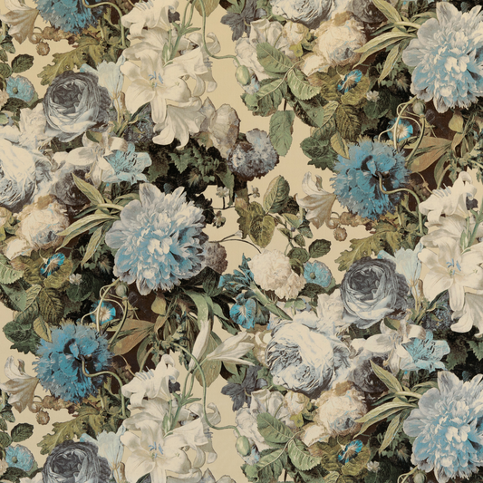 Mulberry Home | Floral Pompadour Velvet fabric - Sage