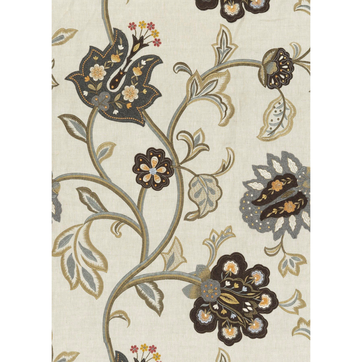 Mulberry Home | Floral Fantasy fabric - Woodsmoke
