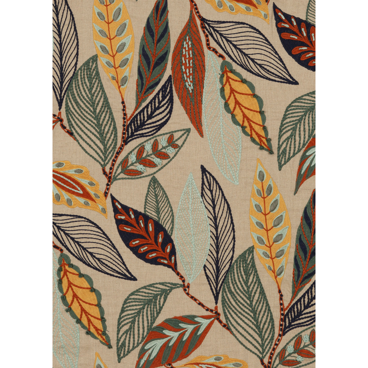 Mulberry Home | Forest Leaves fabric - Indigo/Teal