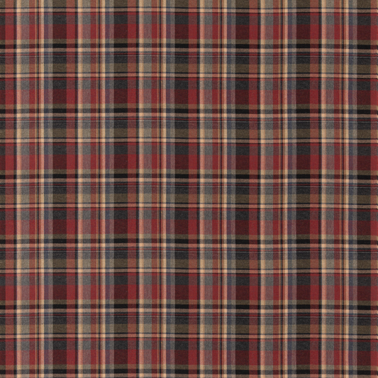 Mulberry Home | Lindisfarne Plaid fabric - Charcoal/Red
