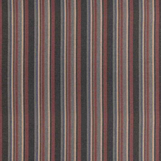 Mulberry Home | Lindisfarne Stripe fabric - Charcoal/Red