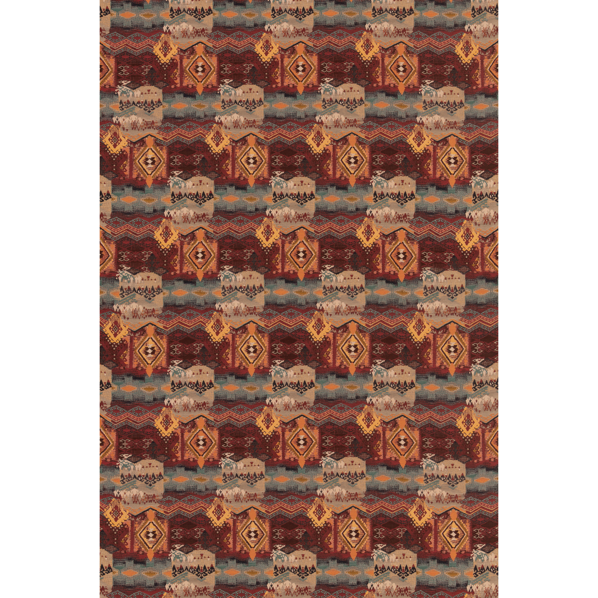Mulberry Home | Heirloom Tapestry fabric - Teal/Red
