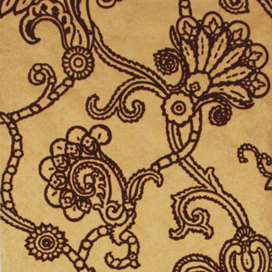 Mulberry Home | Marquise Damask Flock wallcovering - Gold/Plum