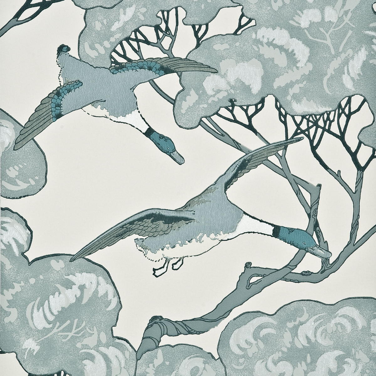 Mulberry Home | Flying Ducks wallcovering - Aqua
