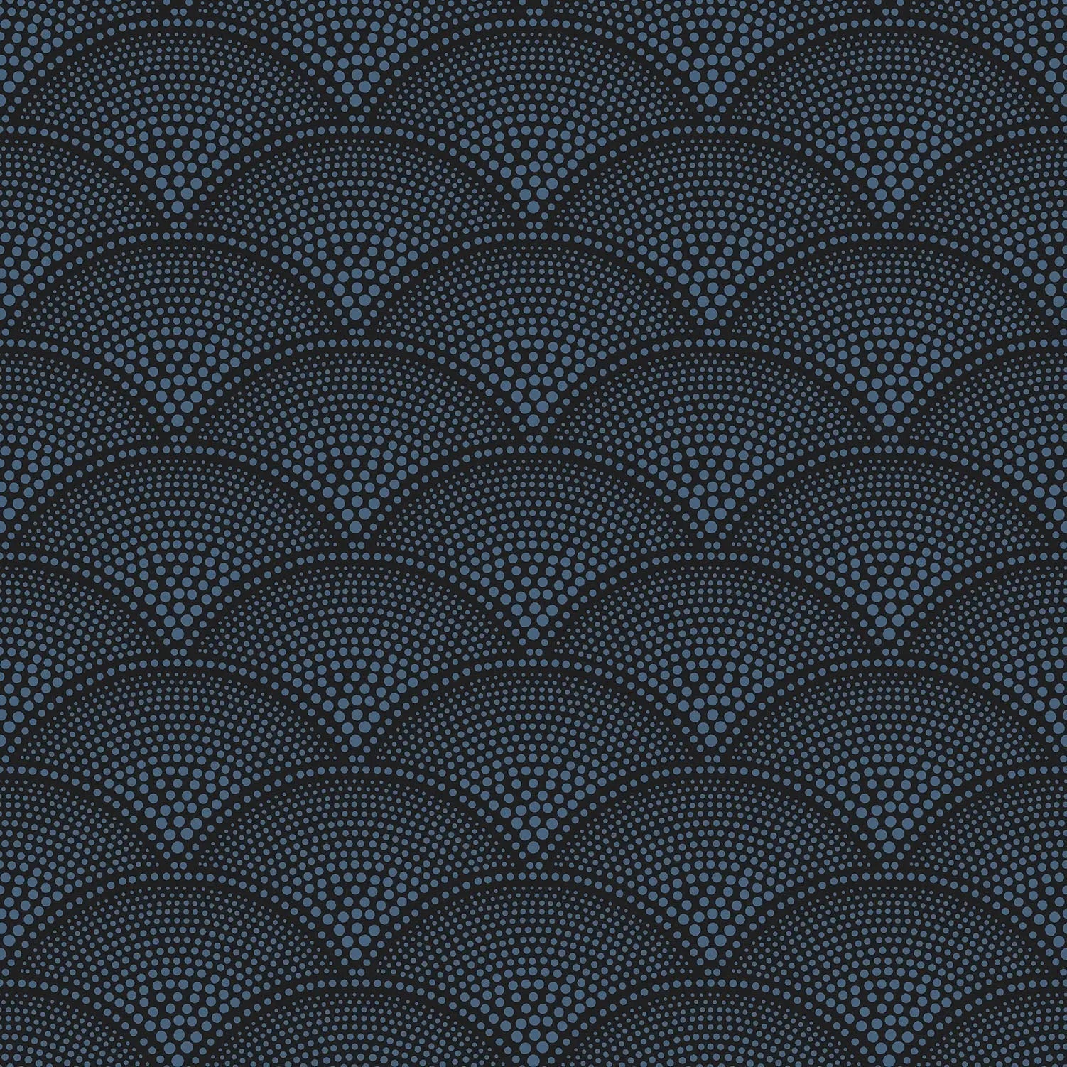 Cole & Son Feather Fan - Metallic Cornflower on Ink