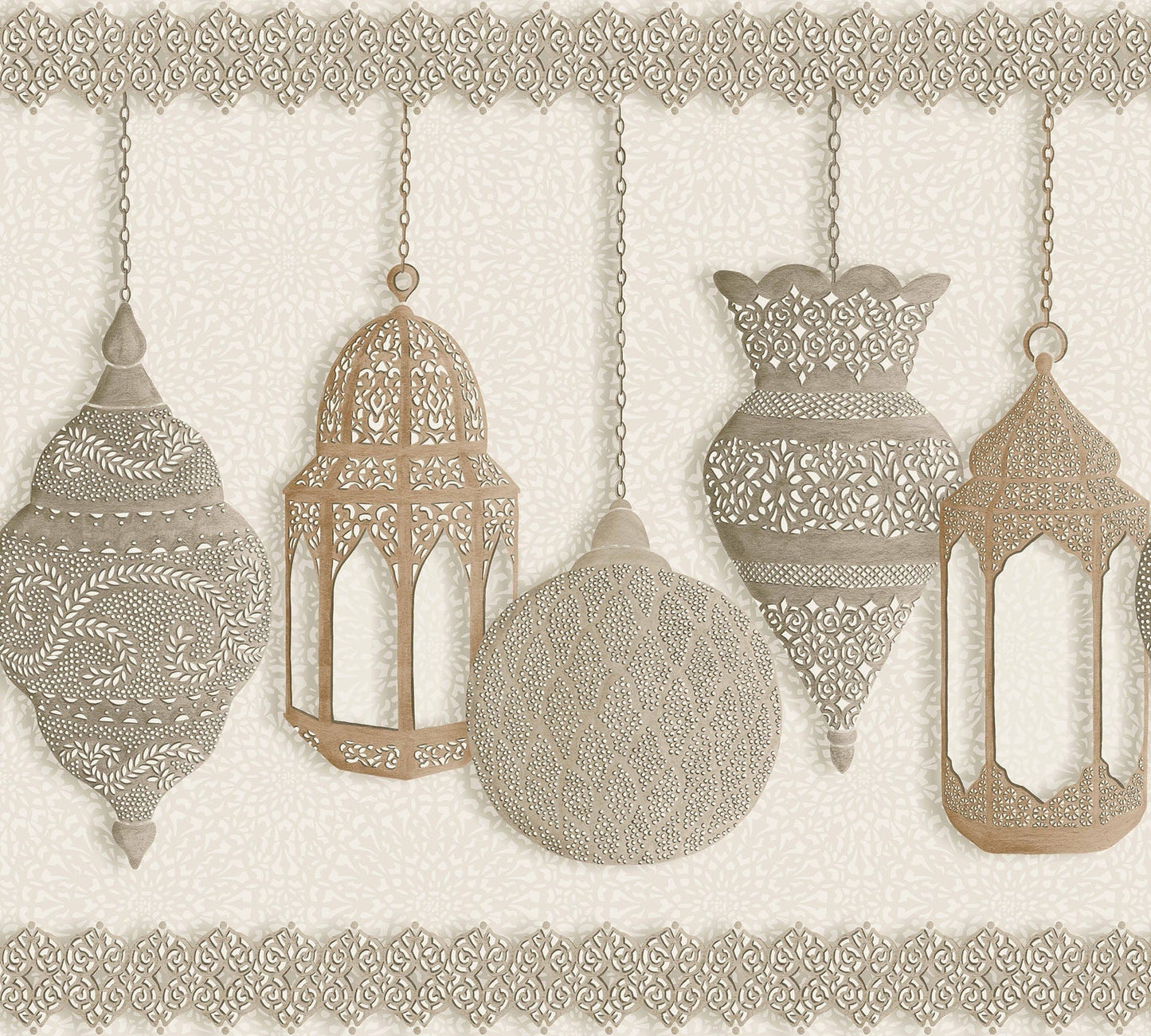 Cole & Son Fez Border wallpaper - Metallic Gilver & Parchment