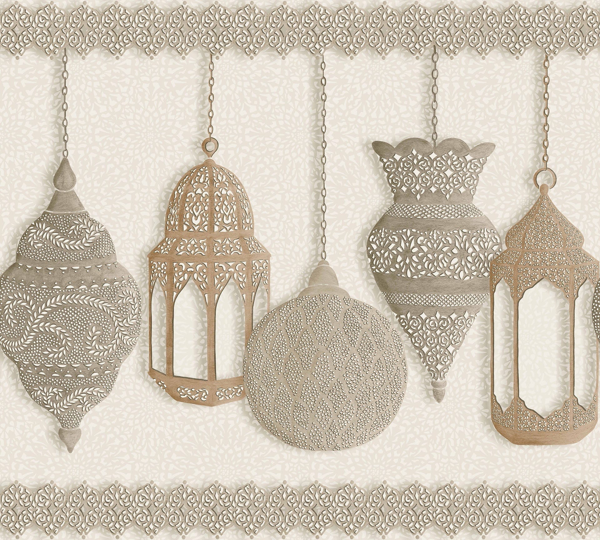 Cole & Son Fez Border wallpaper - Metallic Gilver & Parchment