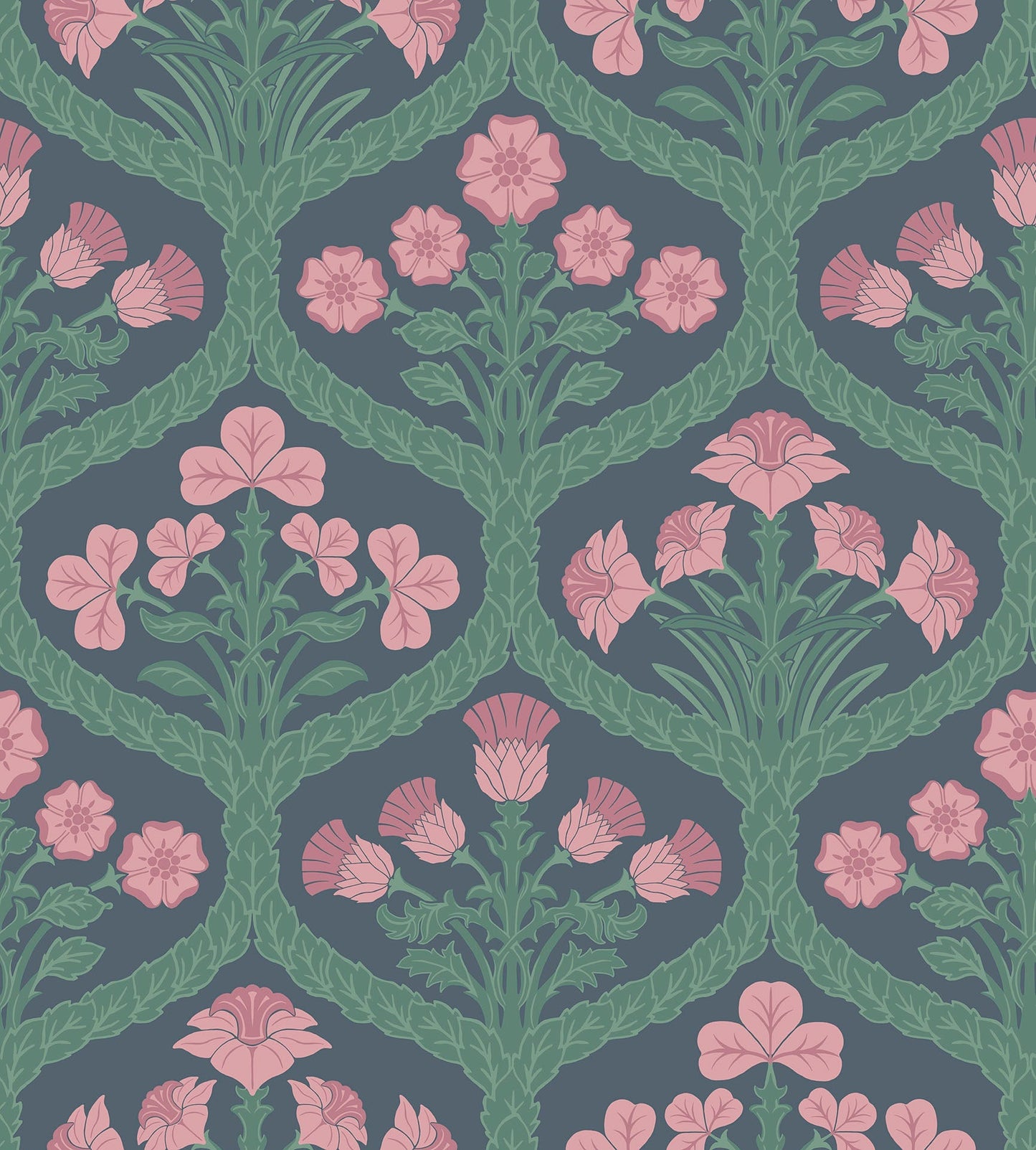 Cole & Son Floral Kingdom - Rose & Forest on Charcoal