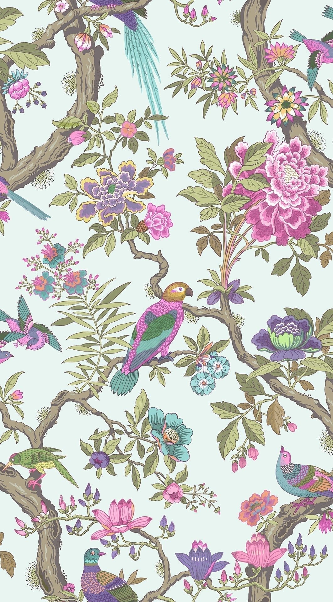 Cole & Son Fontainebleau - Multi on Duck Egg