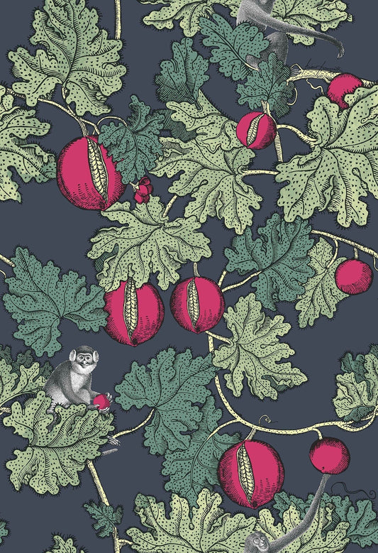Cole & Son Frutto Proibito wallpaper - Sage & Magenta on Ink