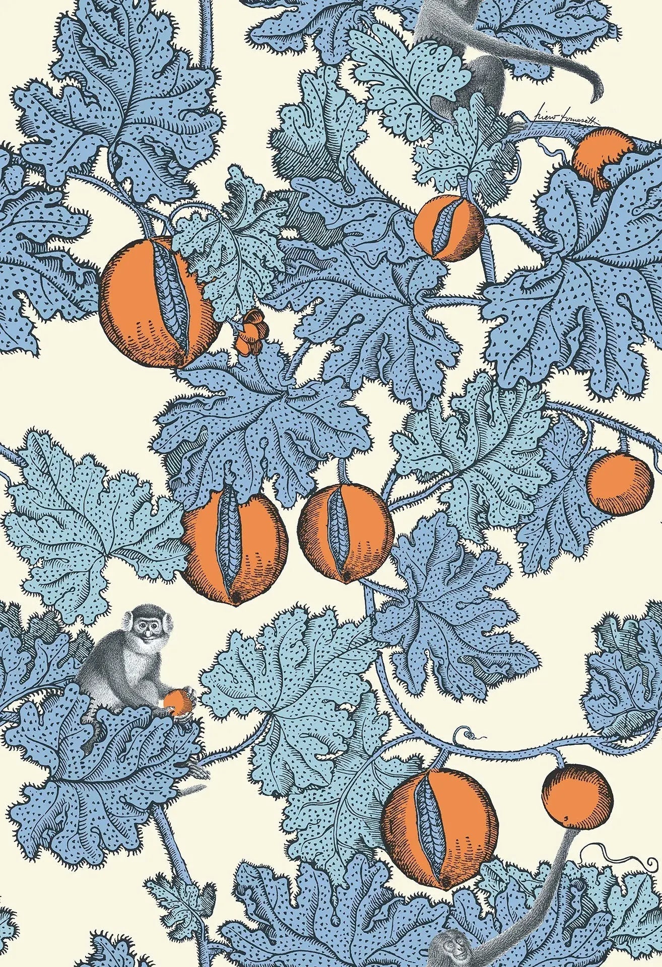 Cole & Son Frutto Proibito - Hyacinth & Orange on White