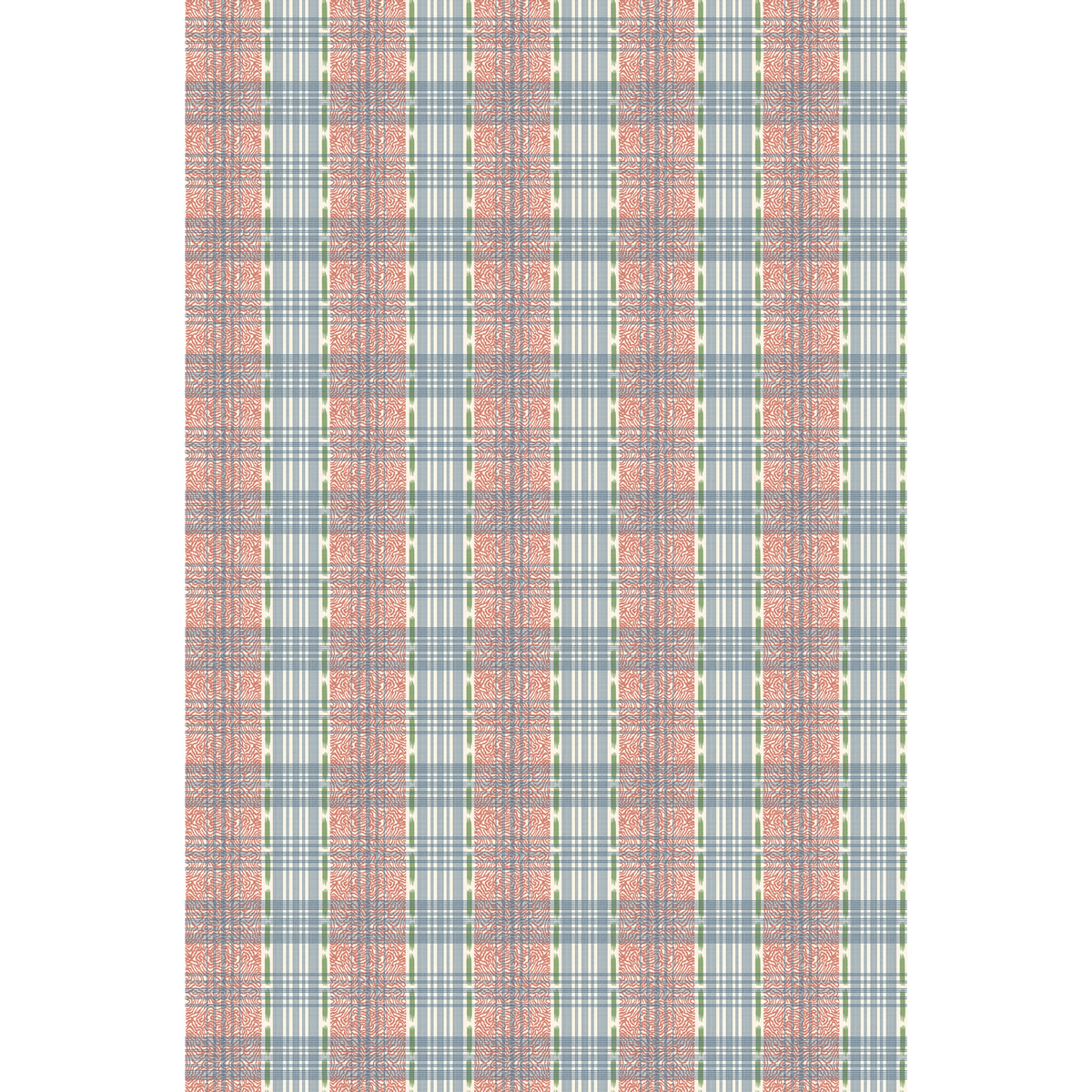 George & Minnie | Squiggle Check fabric - Ink/Tomato