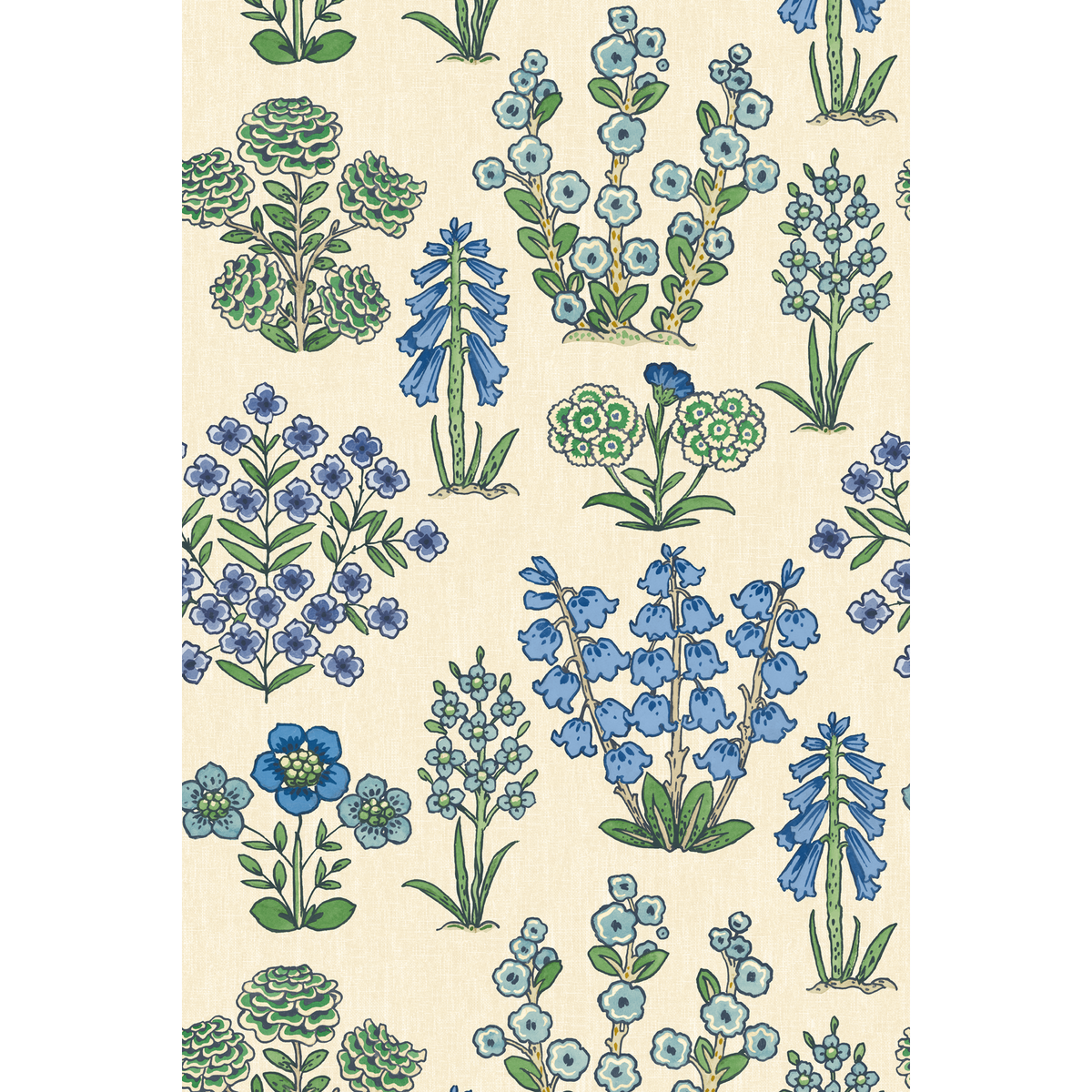 George & Minnie | Minnie's Garden wallcovering - Periwinkle/Emerald