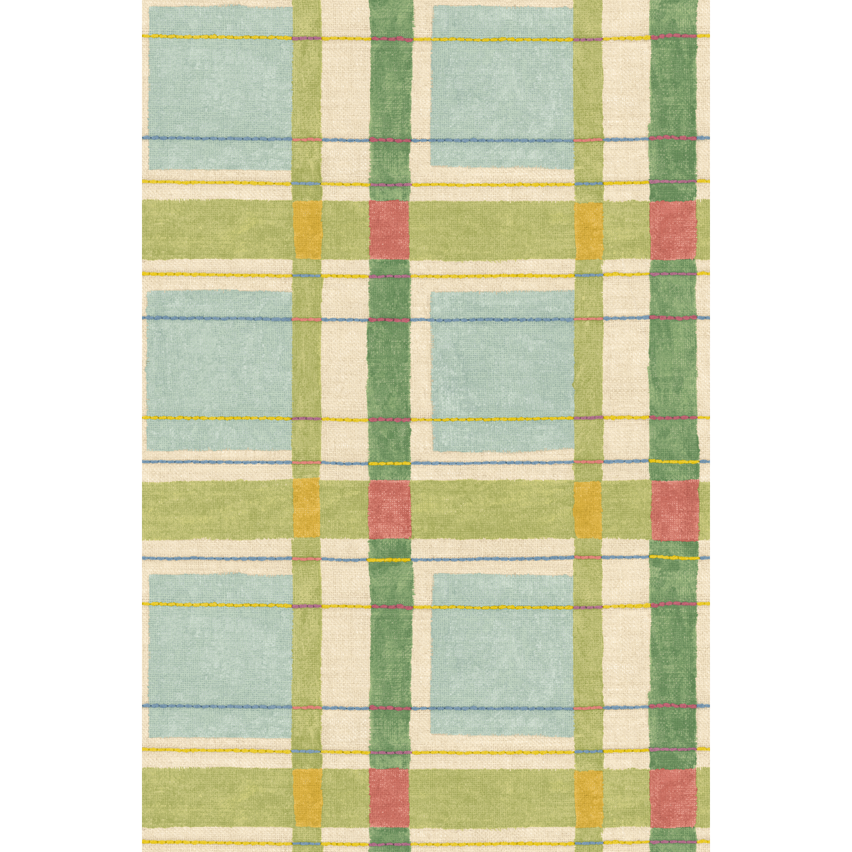 George & Minnie | London Check wallcovering - Aqua/Emerald