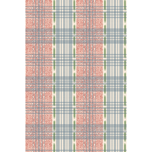 George & Minnie | Squiggle Check wallcovering - Ink/Tomato