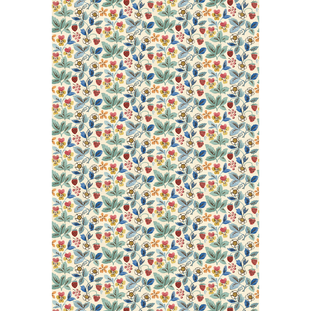 George & Minnie | Strawberry Tea wallcovering - Aqua