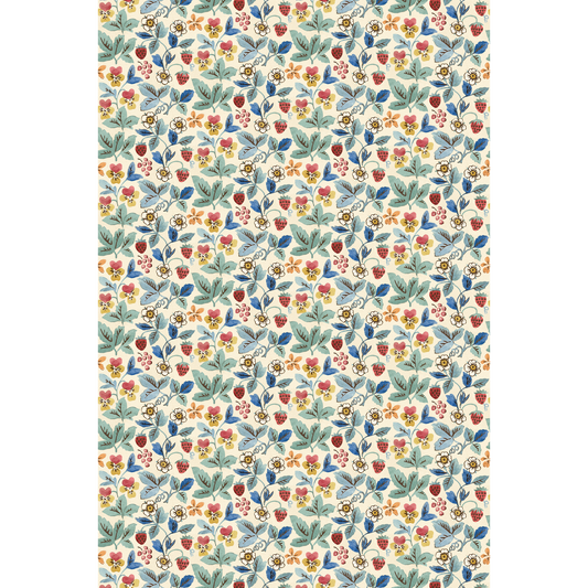 George & Minnie | Strawberry Tea wallcovering - Aqua