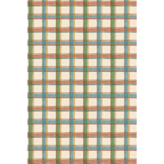 George & Minnie | Checkers wallcovering - Teal/Tomato