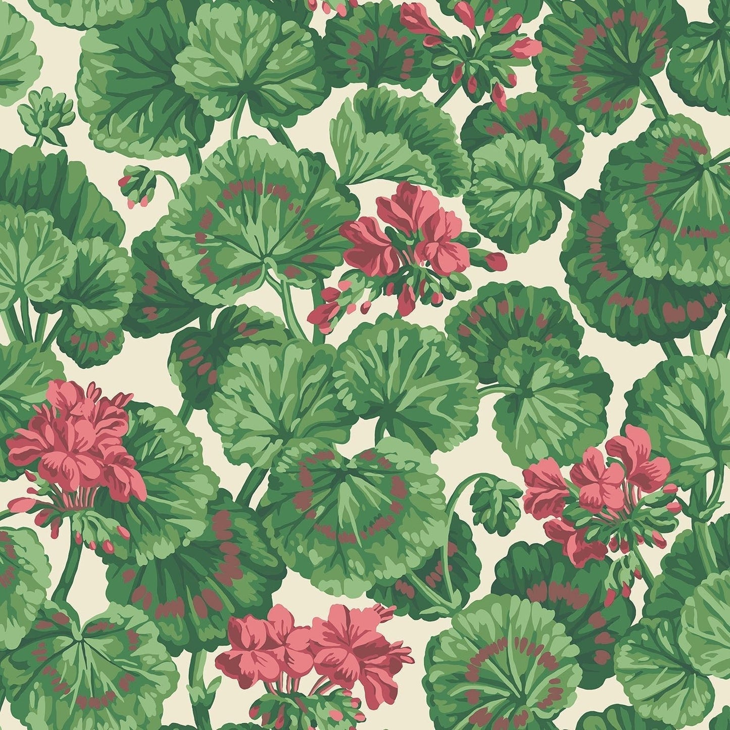Cole & Son Geranium - Rose & Forest Greens on Parchment