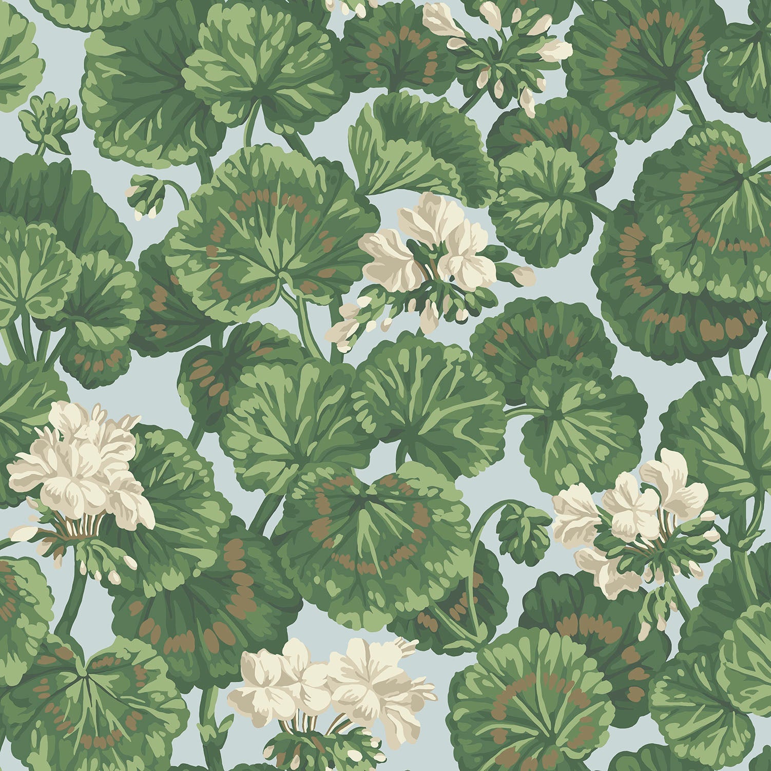 Cole & Son Geranium - White & Sage on Seafoam
