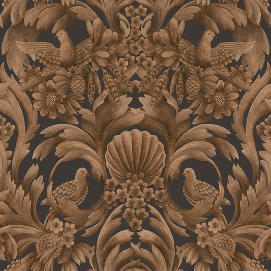 Cole & Son Gibbons Carving wallpaper - Metallic Bronze on Charcoal