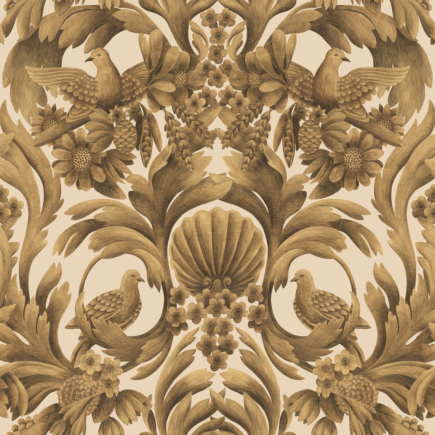 Cole & Son Gibbons Carving - Metallic Gold on Sand