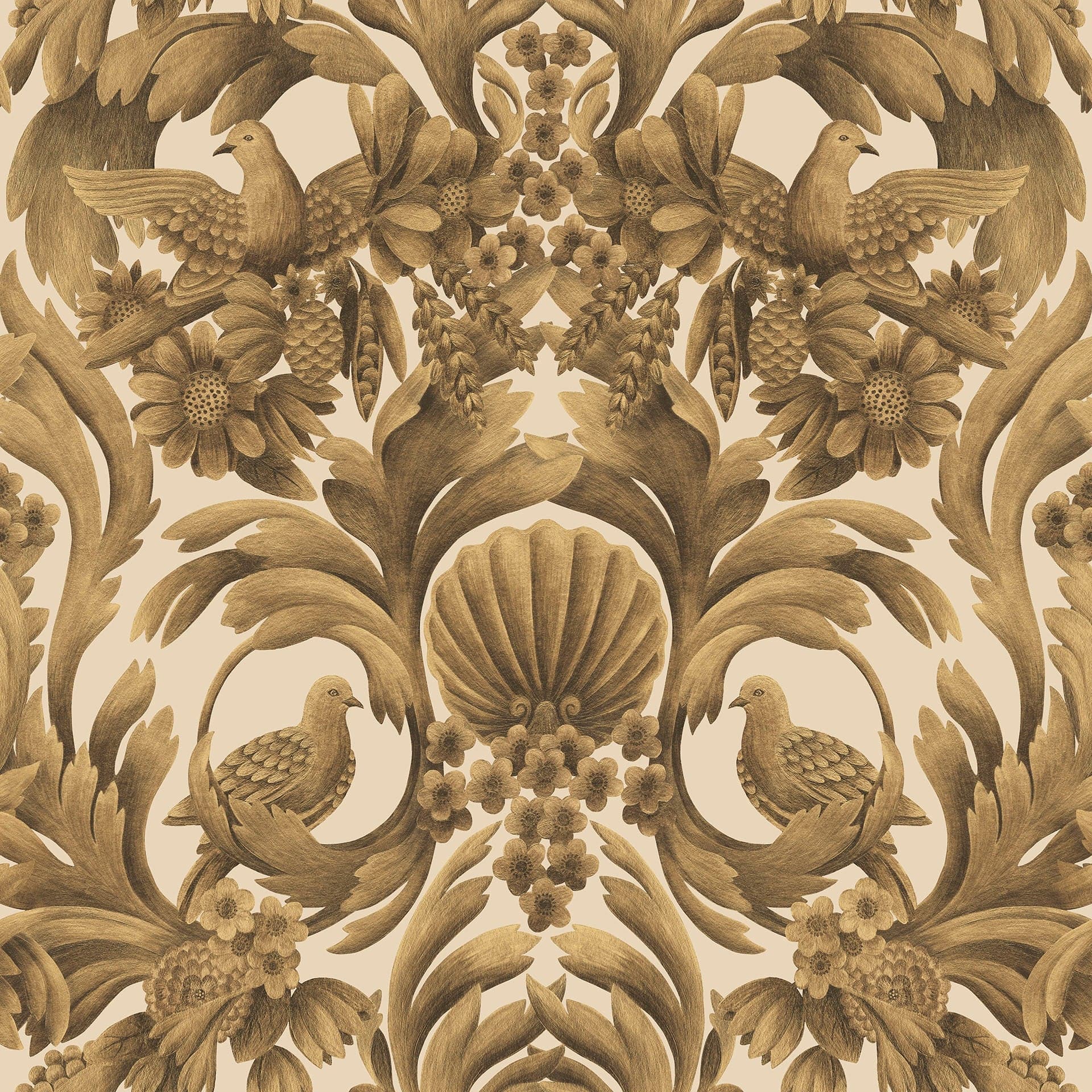 Cole & Son Gibbons Carving - Metallic Gold on Sand
