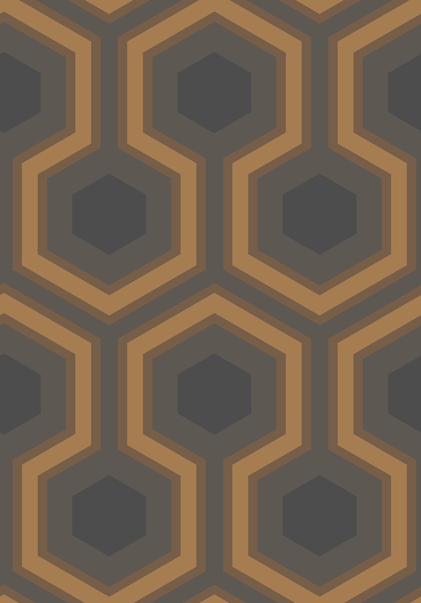 Cole & Son Hicks' Grand wallpaper - Metallic Gold & Charcoal on Soot