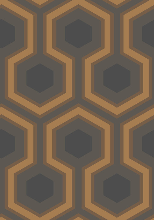 Cole & Son Hicks' Grand wallpaper - Metallic Gold & Charcoal on Soot