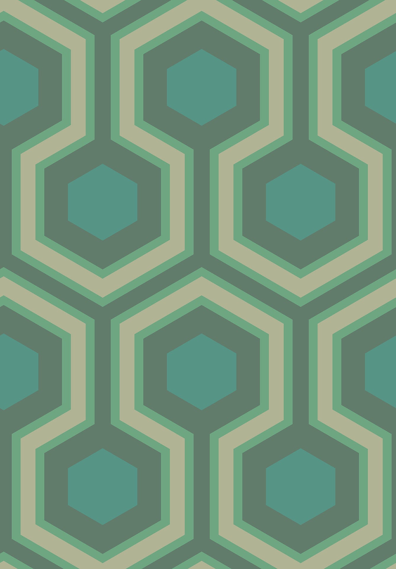 Cole & Son Hicks' Grand - Metallic Gilver & Teal on Dark Viridian
