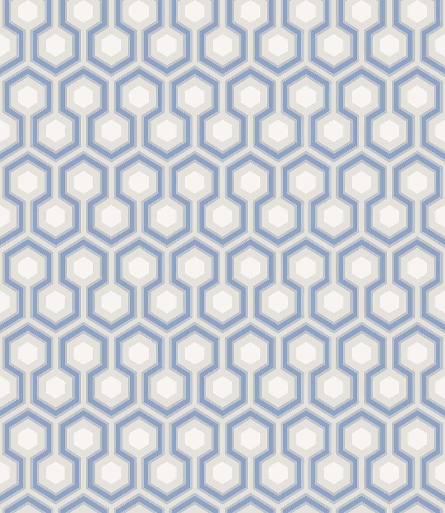 Cole & Son Hicks' Hexagon wallpaper - Hyacinth Blue & White on Cool Parchment