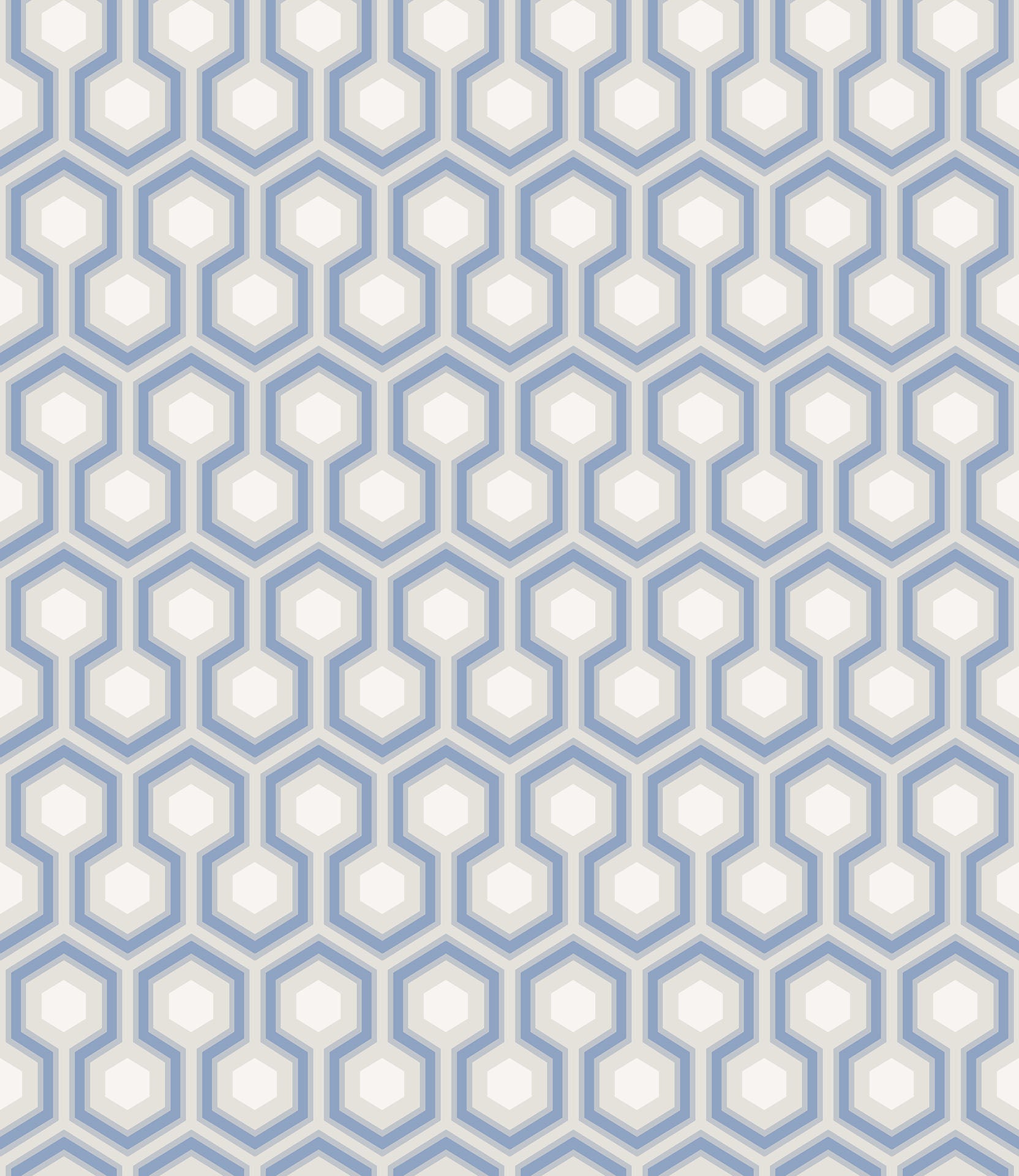 Cole & Son Hicks' Hexagon wallpaper - Hyacinth Blue & White on Cool Parchment