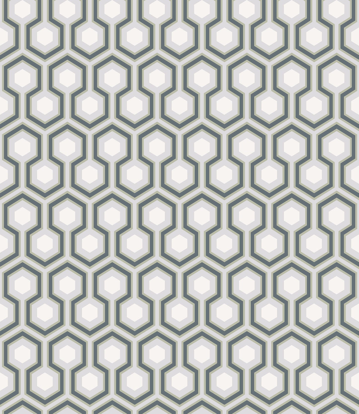 Cole & Son Hicks' Hexagon - Ink & White on Heath Grey