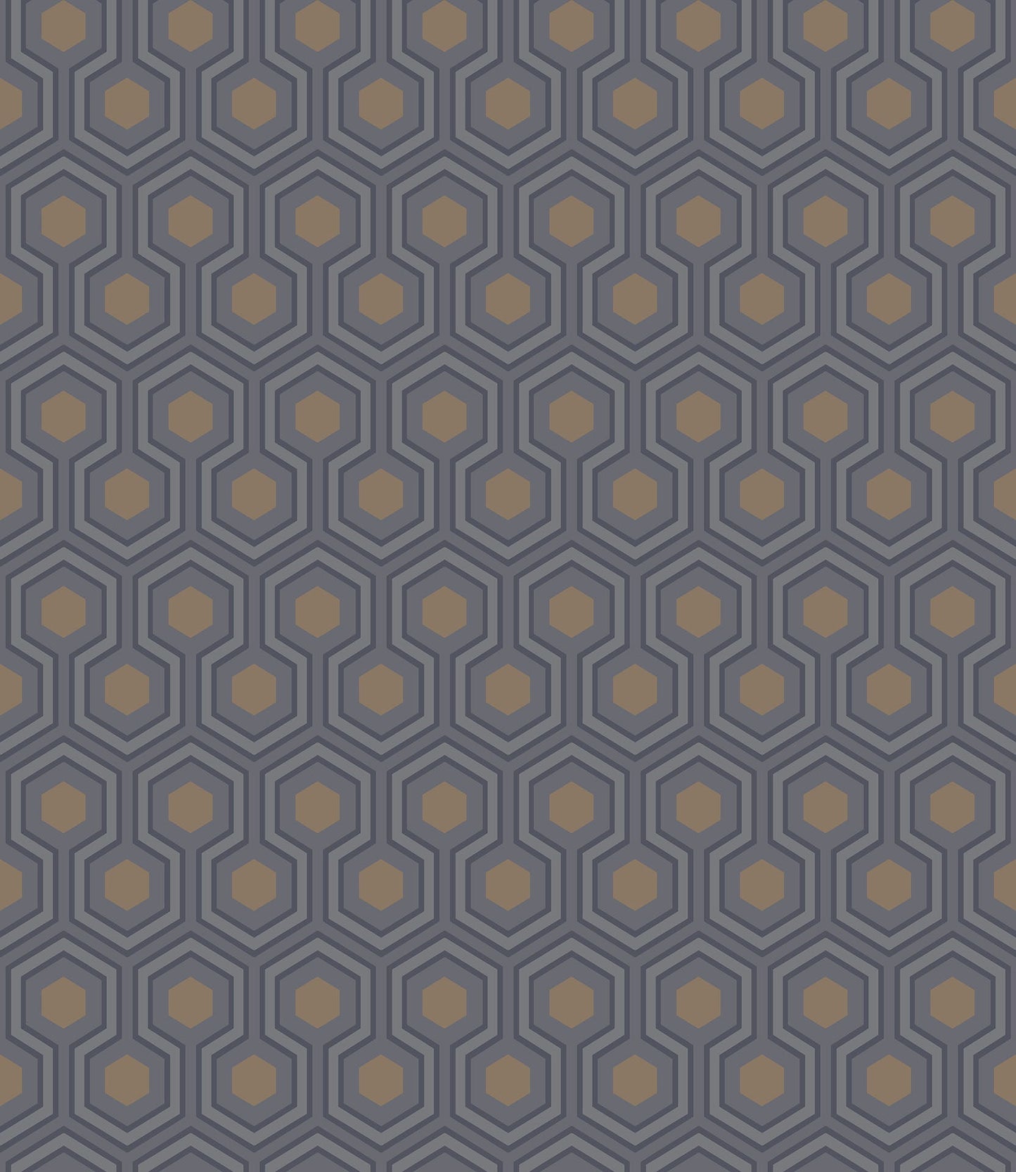Cole & Son Hicks' Hexagon - Soot & Metallic Bronze on Slate Grey