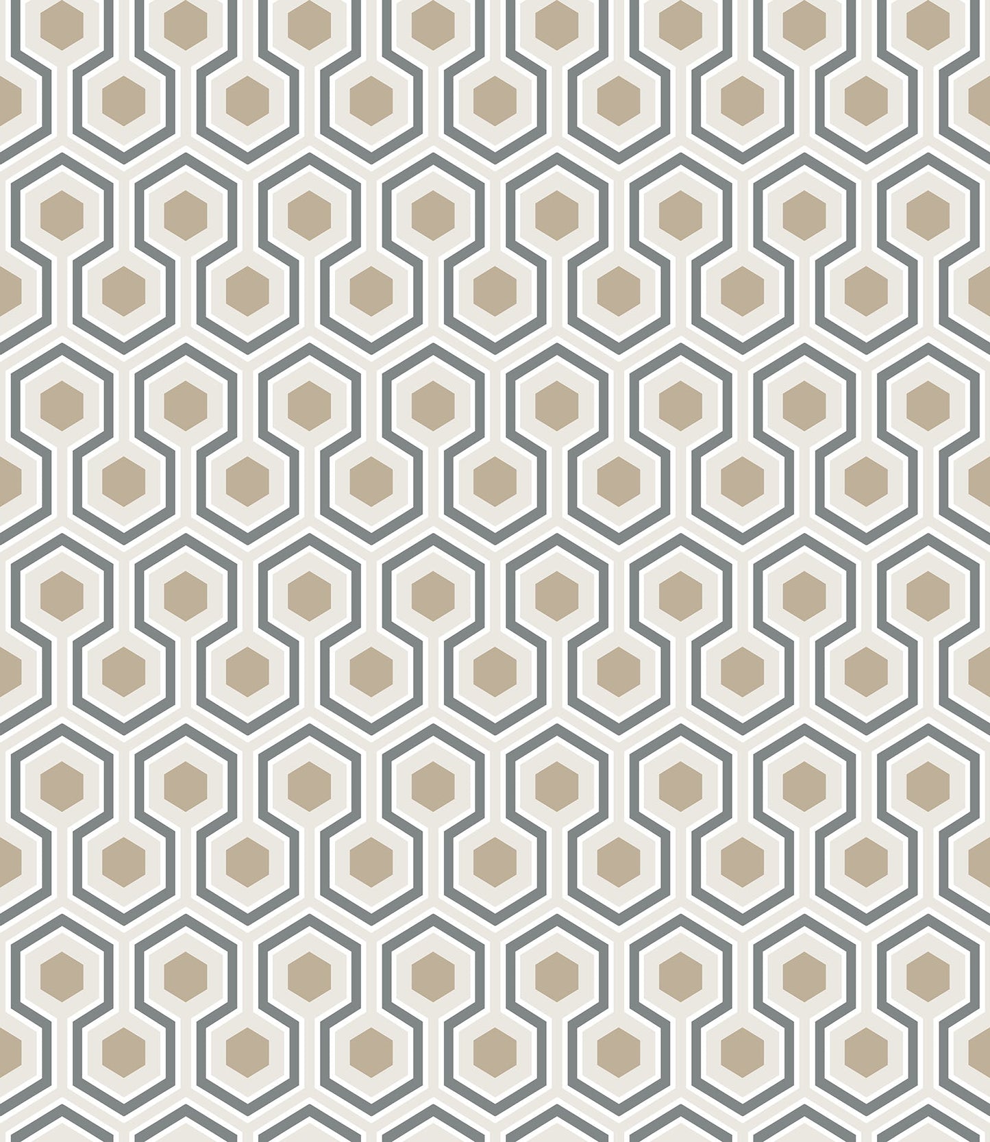 Cole & Son Hicks' Hexagon - Charcoal & Metallic Gilver on Stone