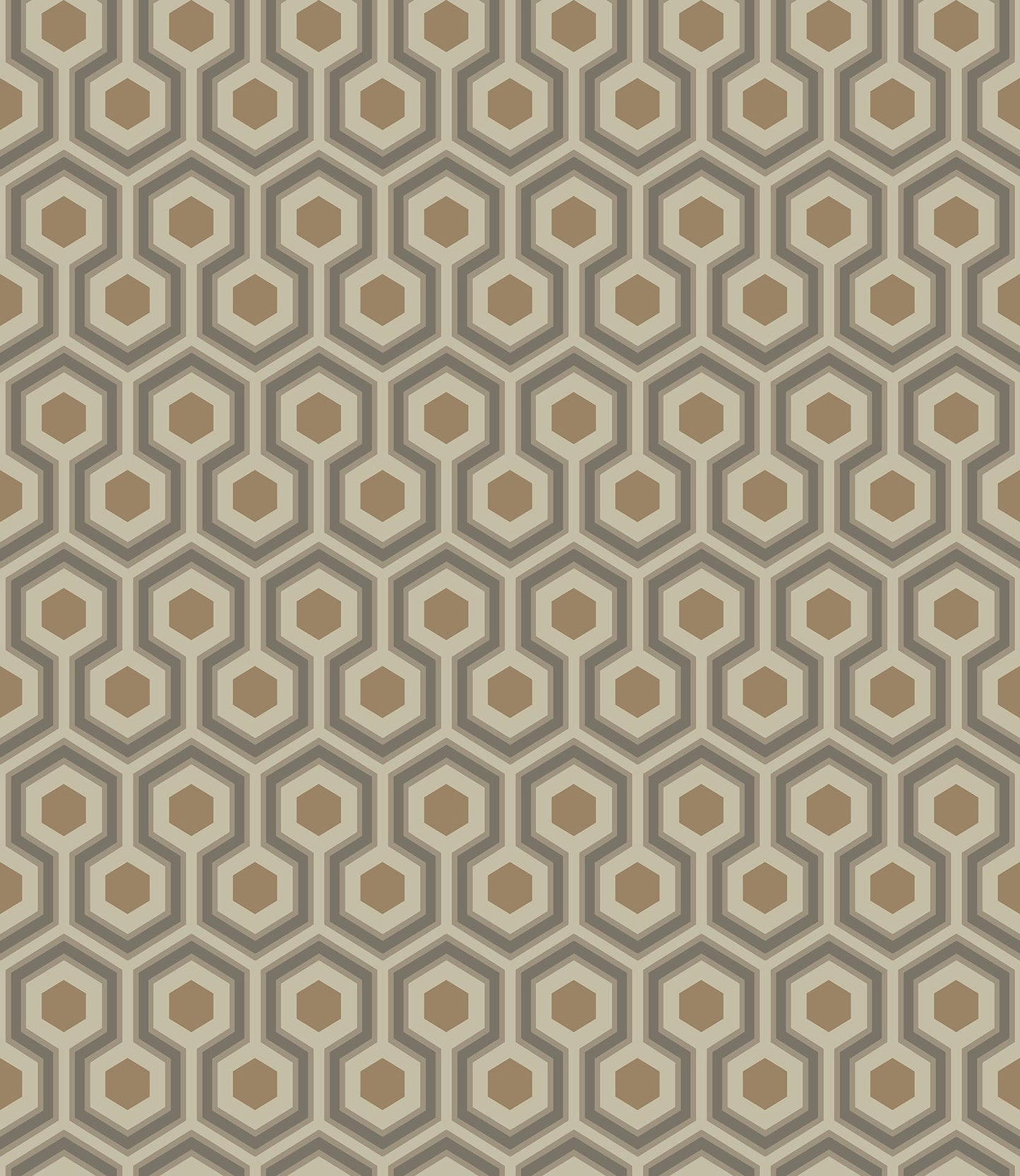 Cole & Son Hicks' Hexagon - Soot & Metallic Bronze on Linen