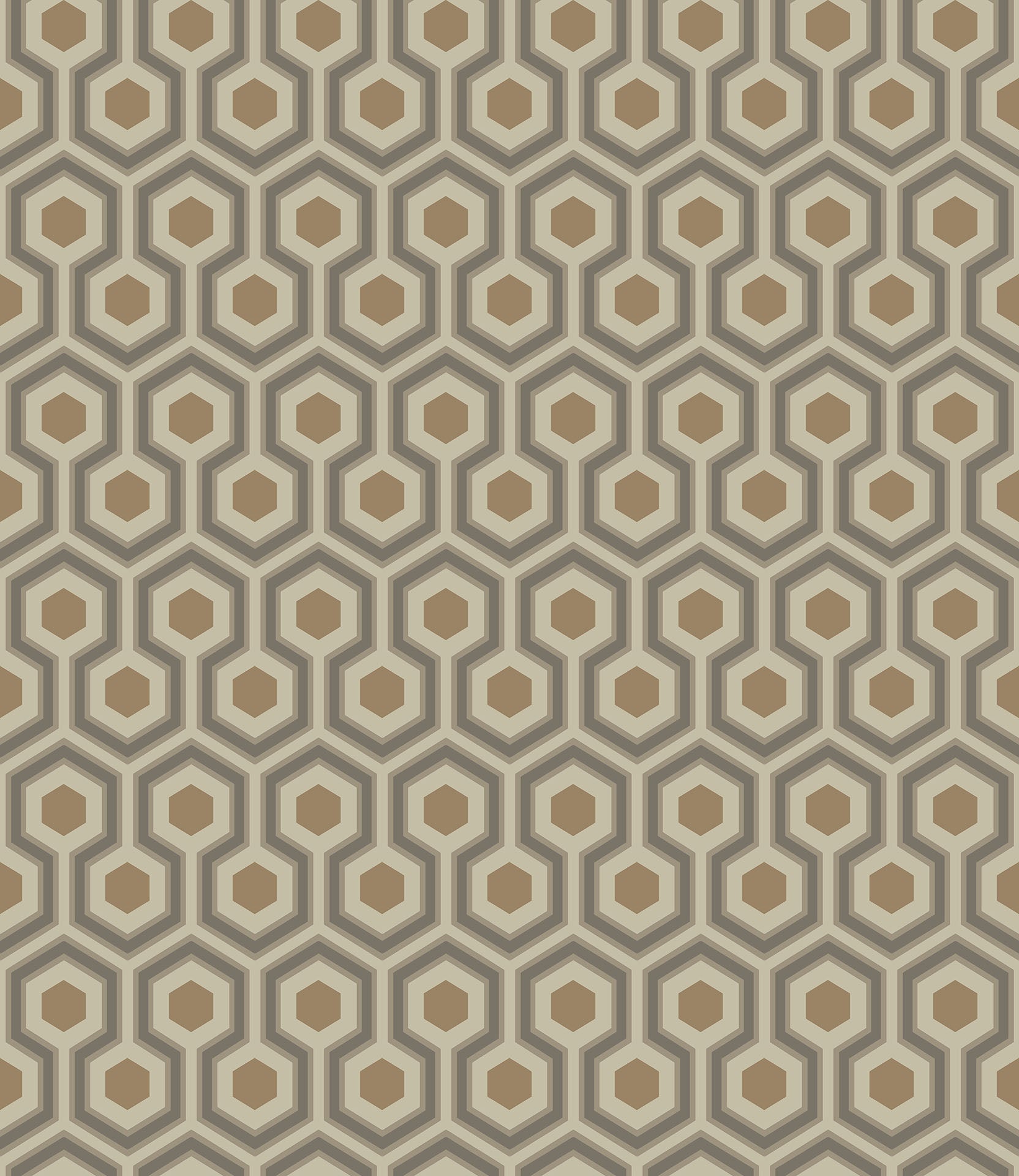 Cole & Son Hicks' Hexagon - Soot & Metallic Bronze on Linen