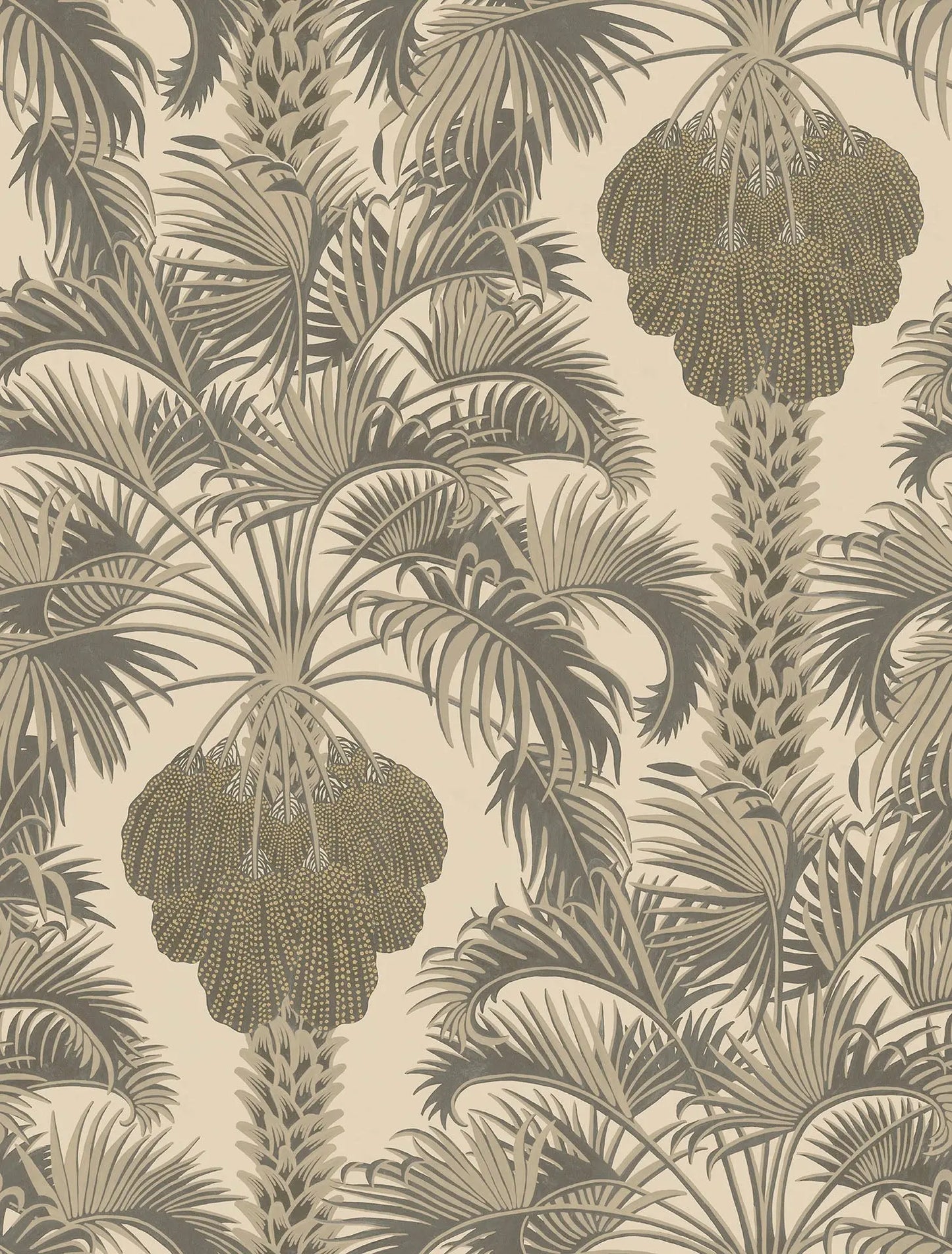 Cole & Son Hollywood Palm - Metallic Silver & Charcoal on Parchment