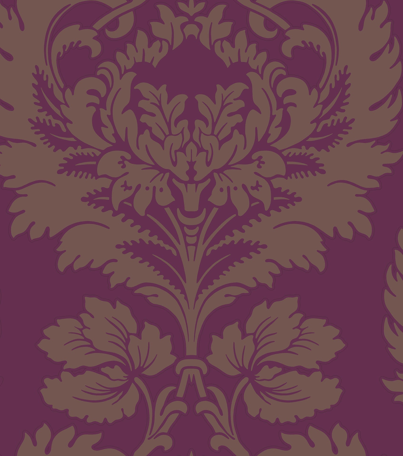Cole & Son Hovingham - Metallic Gilver on Mulberry