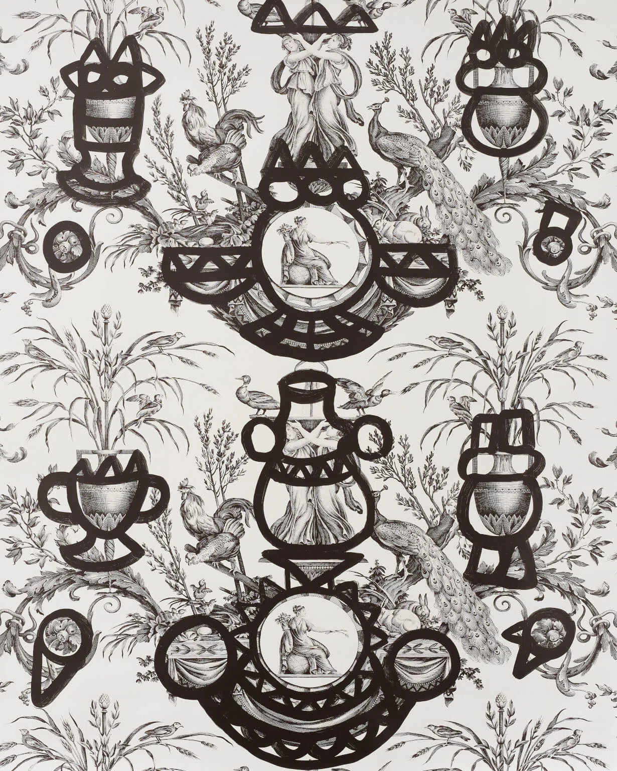 Pierre Frey Fontaine Et Animaux Barbouillage - Noir/Blanc